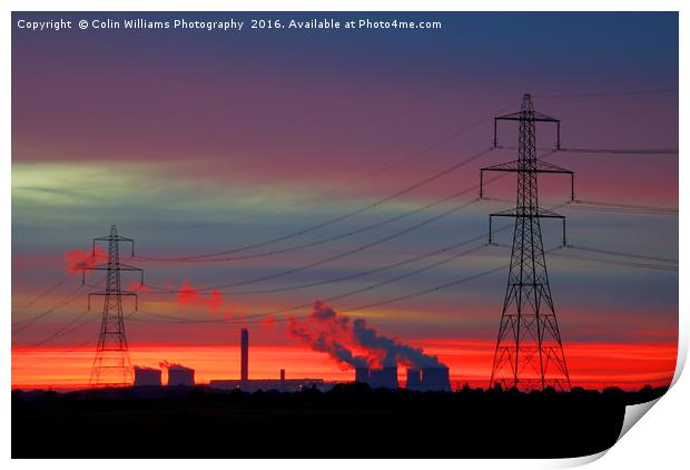 Sunrise over Drax, Yorkshire 1 Print by Colin Williams Photography