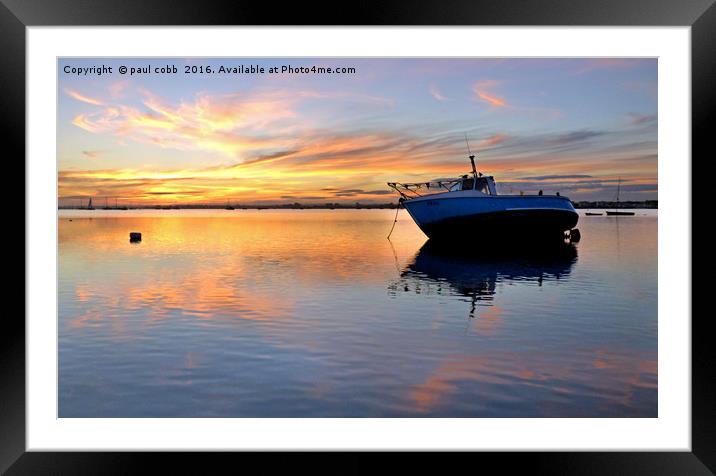 Teal sunset Framed Mounted Print by paul cobb