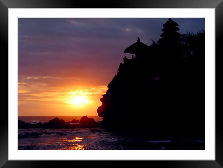 Sunet at Tanah Lot Framed Mounted Print by Nic Christie