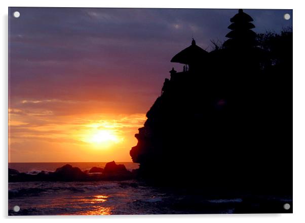 Sunet at Tanah Lot Acrylic by Nic Christie