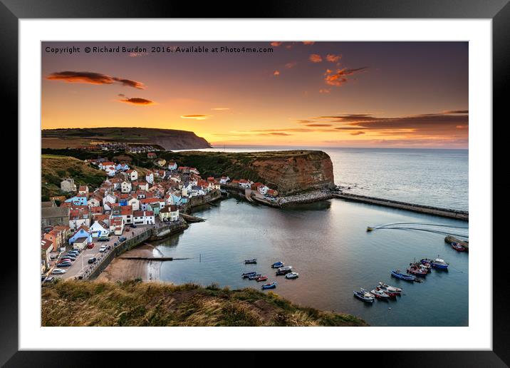 Staithes Sunset From Penny Nab Framed Mounted Print by Richard Burdon