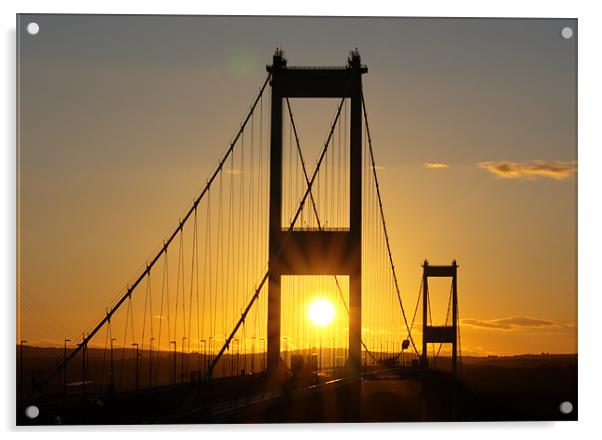 Severn Bridge Sunset Acrylic by Brian Roscorla