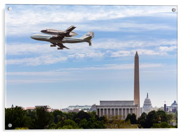 Space Shuttle Discovery flies over Washington DC Acrylic by Steve Heap