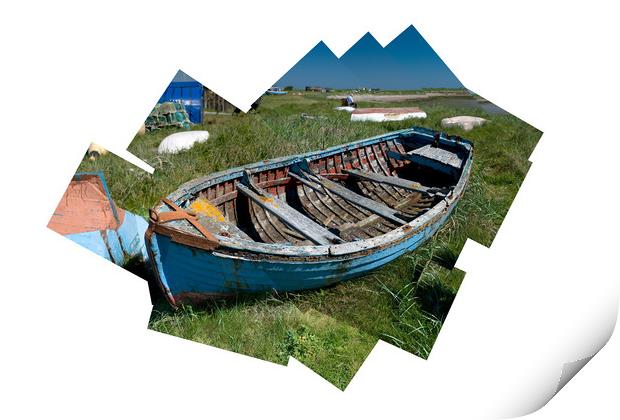 Composite of rotting boat on Holy Island Print by Ivan Kovacs