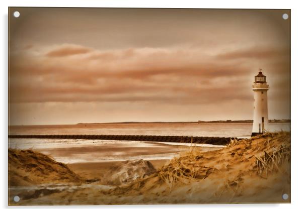 lighthouse at perch rock Acrylic by sue davies