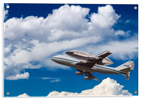 Space Shuttle Discovery flies into clouds Acrylic by Steve Heap