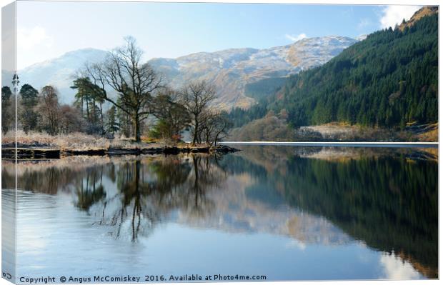 Loch Eck winter reflections Canvas Print by Angus McComiskey