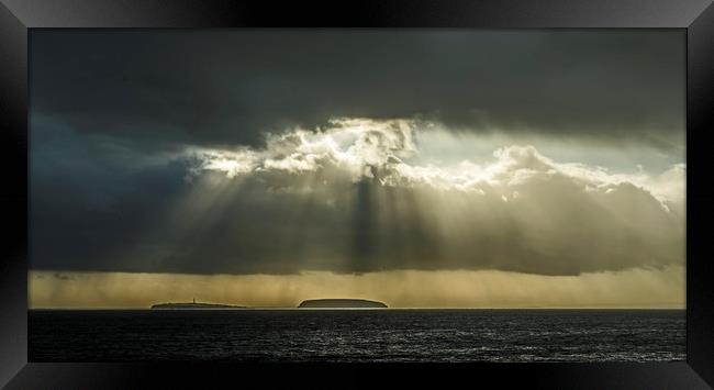 Sunbeams over Flatholm and Steepholm Framed Print by Nick Jenkins