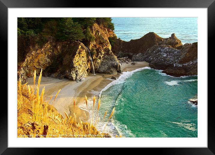 Magical McWay Falls Framed Mounted Print by Jamie Pham