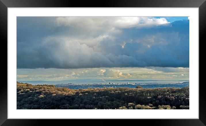 View of Cardiff from the Garth Hill south Wales Framed Mounted Print by Nick Jenkins