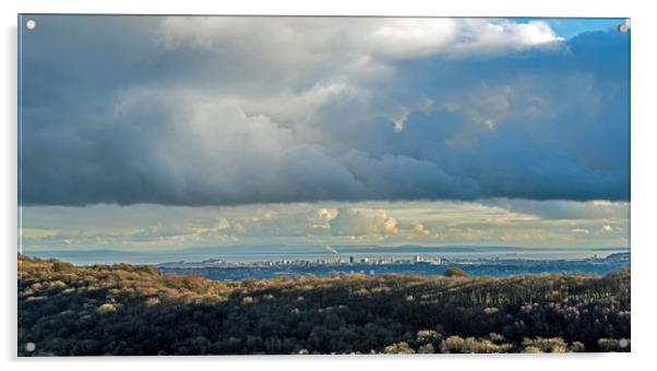 View of Cardiff from the Garth Hill south Wales Acrylic by Nick Jenkins