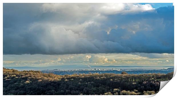 View of Cardiff from the Garth Hill south Wales Print by Nick Jenkins