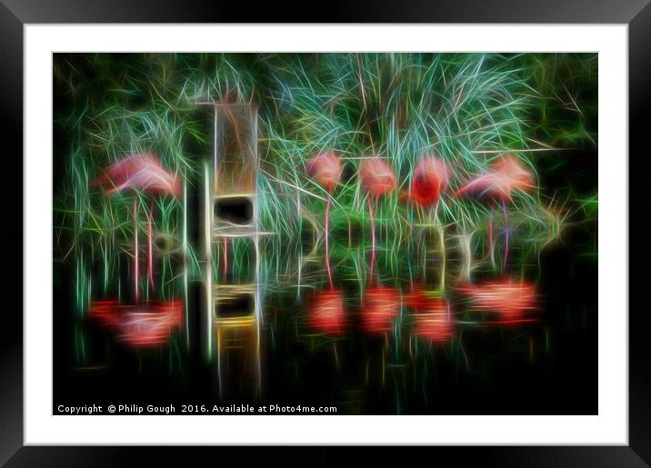 Flamingo Party Framed Mounted Print by Philip Gough
