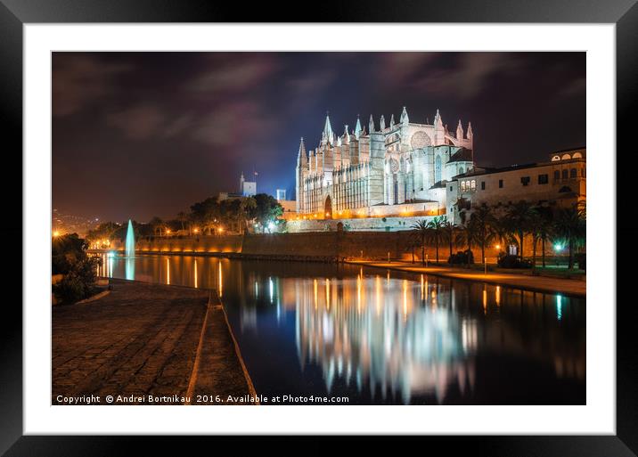 La Seu, the gothic medieval cathedral of Palma de  Framed Mounted Print by Andrei Bortnikau
