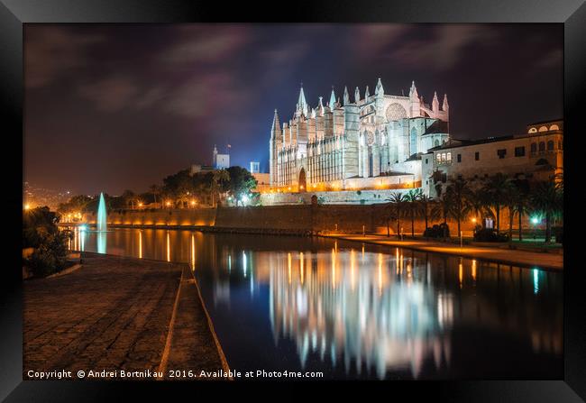 La Seu, the gothic medieval cathedral of Palma de  Framed Print by Andrei Bortnikau