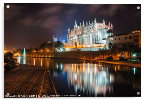 La Seu, the gothic medieval cathedral of Palma de  Acrylic by Andrei Bortnikau