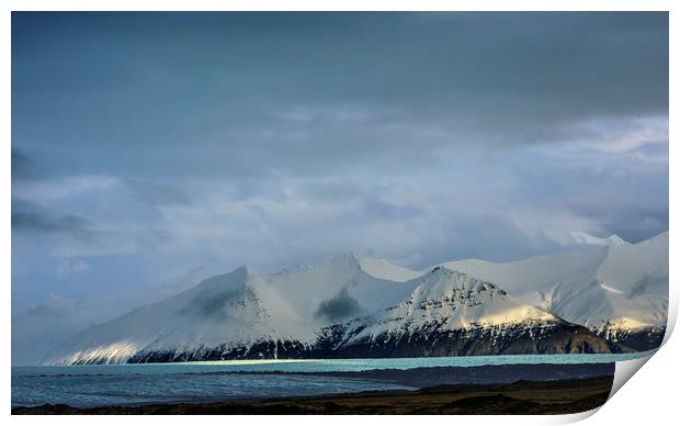 Snow Covered Mountains Iceland Print by Nick Jenkins