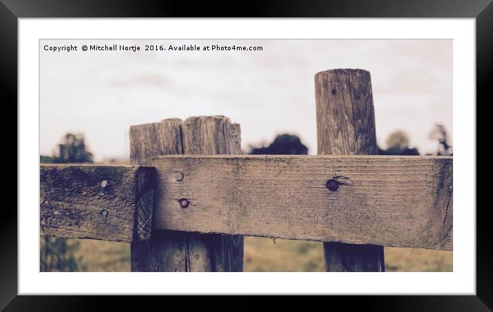 Wooden fence in a field Framed Mounted Print by Mitchell Nortje