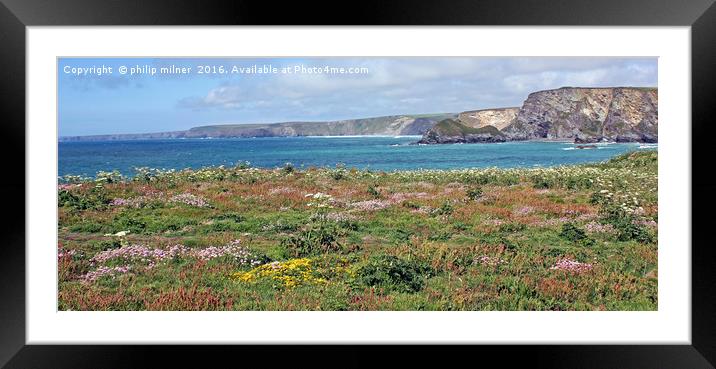 Cliff Top Flora Framed Mounted Print by philip milner