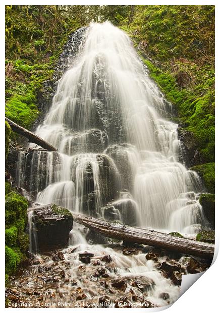 Fairy Falls in the Columbia River Gorge Area of Or Print by Jamie Pham