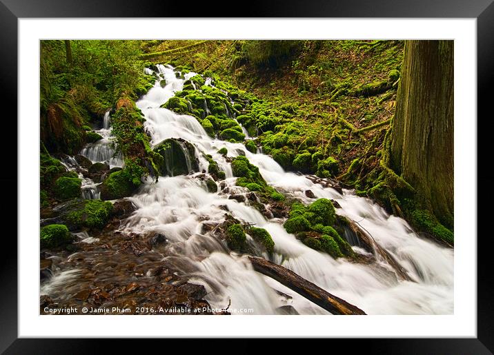 Mossy River flowing. Framed Mounted Print by Jamie Pham