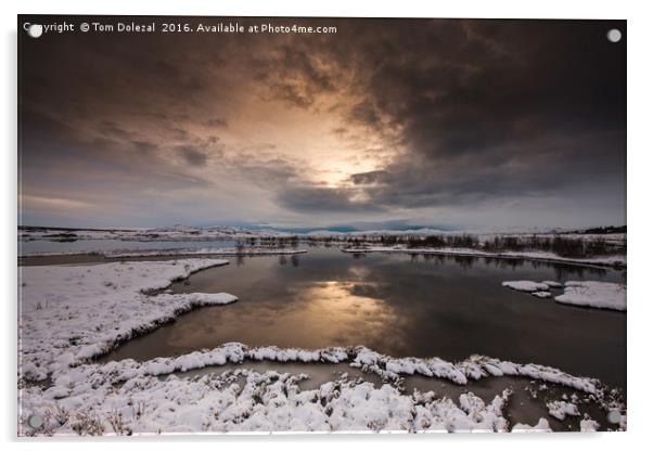 Icelandic winter sun Acrylic by Tom Dolezal