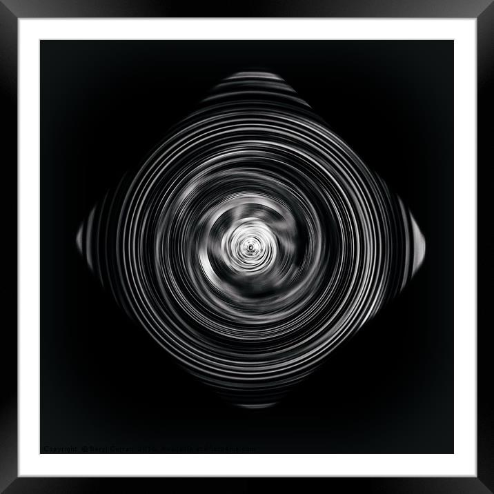 Hypnotic Monochrome Swirls Framed Mounted Print by Beryl Curran