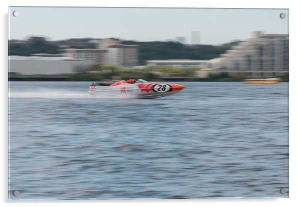 P1 Powerboats Team Wales 1 Acrylic by Steve Purnell
