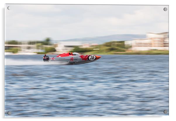 P1 Powerboats Team Wales 2 Acrylic by Steve Purnell