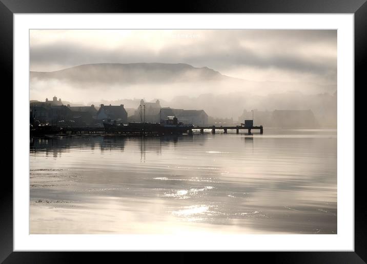 Mist Over The Village Of Scalloway, Shetland 1 Framed Mounted Print by Anne Macdonald