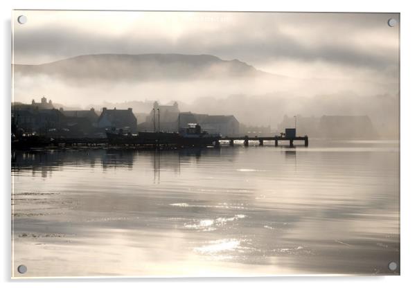 Mist Over The Village Of Scalloway, Shetland 1 Acrylic by Anne Macdonald