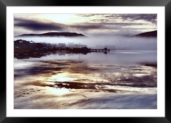 Early Morning Mist Over The Village of Scalloway,  Framed Mounted Print by Anne Macdonald