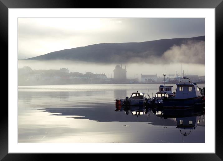 Early Morning Mist Over Scalloway, Shetland. Framed Mounted Print by Anne Macdonald
