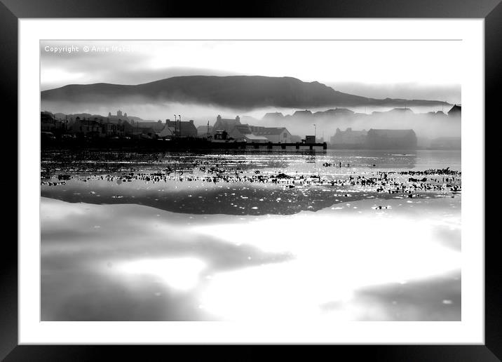 Low Lying Mist Over Scalloway, Shetland. Framed Mounted Print by Anne Macdonald