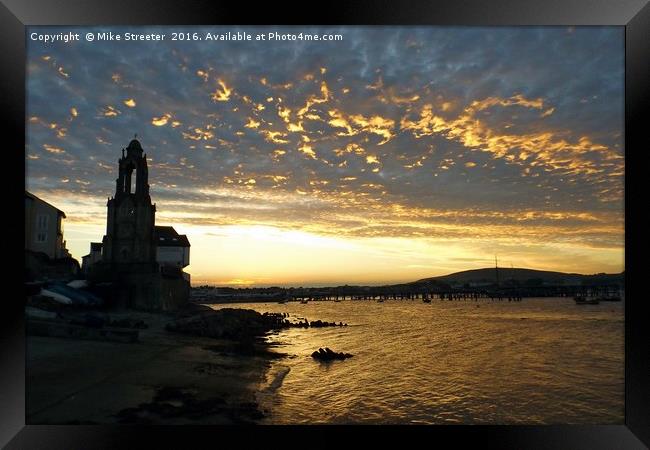 Sunset at Swanage Framed Print by Mike Streeter