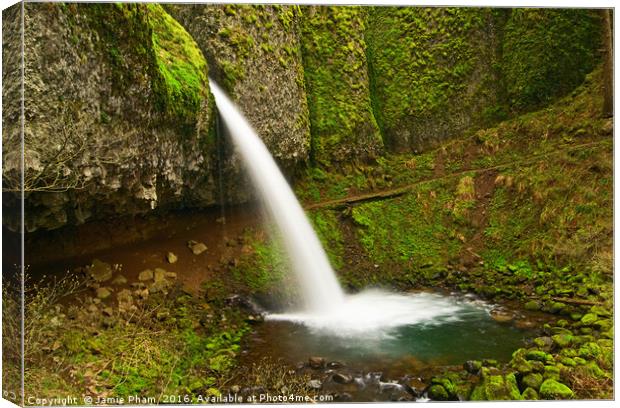 Ponytail Falls at the Columbia River Gorge. Canvas Print by Jamie Pham