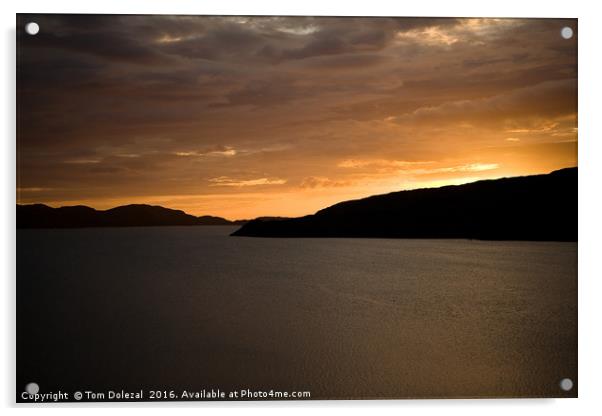 Orange sunset at Loch A Chairn Bhain Acrylic by Tom Dolezal