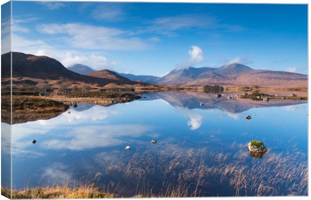 blue November day at Loch Ba Rannoch, Scotland Canvas Print by Fiona McRae