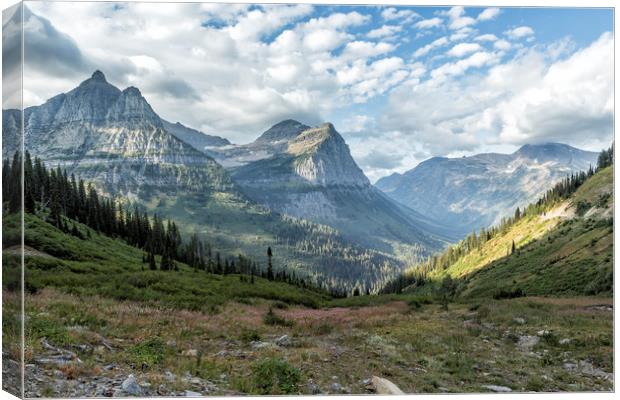 Catching a View from Going to the Sun Road Canvas Print by Belinda Greb