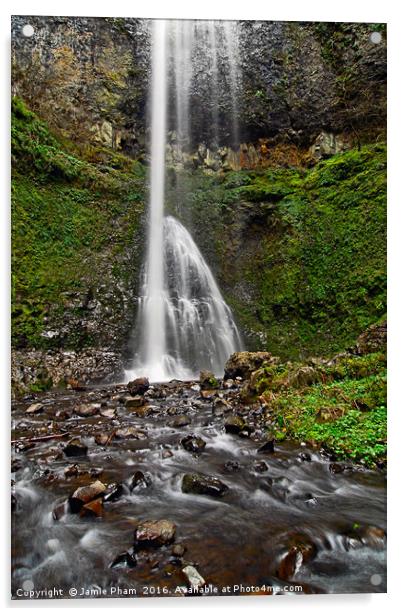 Double Falls in Silver Falls State Park in Oregon Acrylic by Jamie Pham