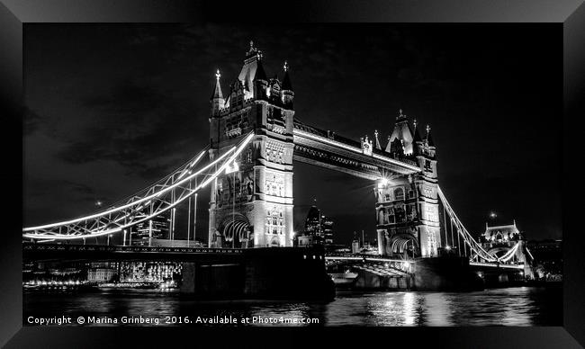 Tower Bridge at Night Framed Print by MazzBerg 