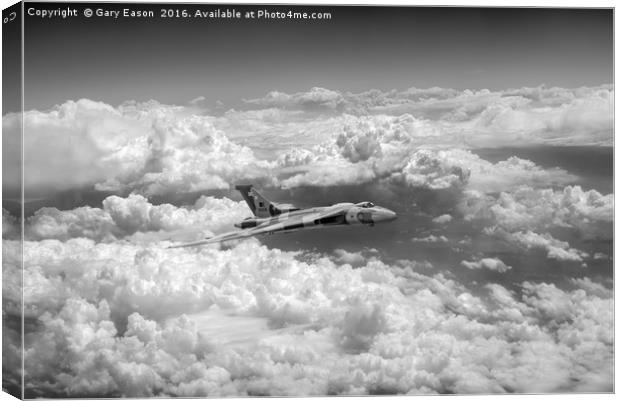 Avro Vulcan and towering clouds, B&W version Canvas Print by Gary Eason
