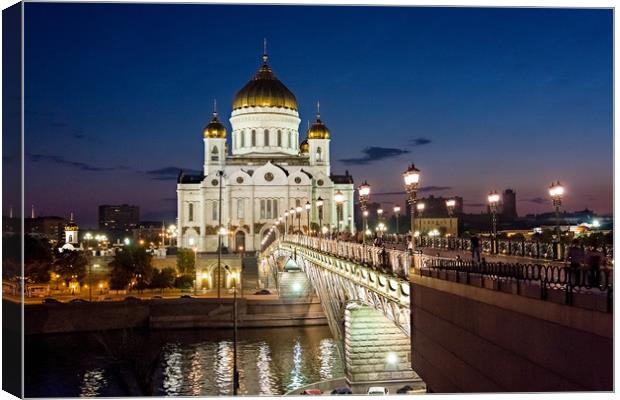 The Cathedral of Christ the Savior at night. Canvas Print by Valerii Soloviov