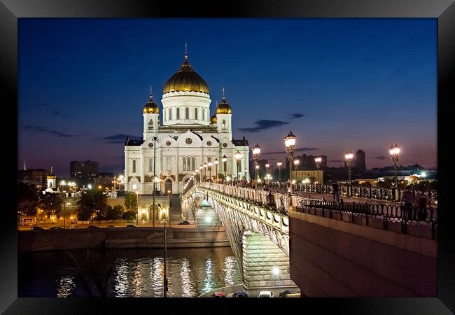The Cathedral of Christ the Savior at night. Framed Print by Valerii Soloviov