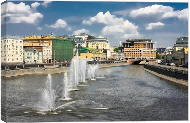 The fountains on the river. Canvas Print by Valerii Soloviov