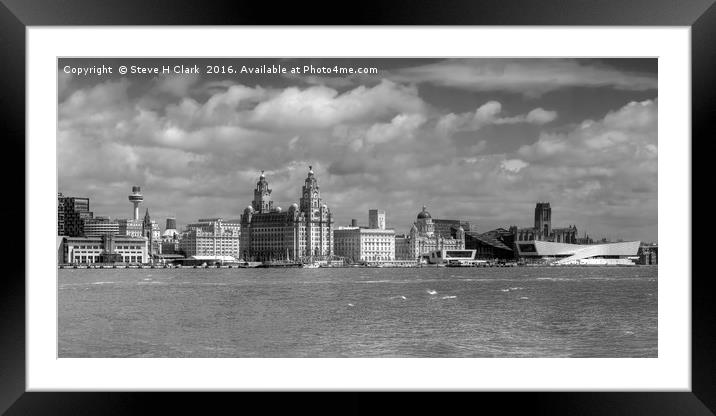 Liverpool's Iconic Waterfront - Monochrome Framed Mounted Print by Steve H Clark