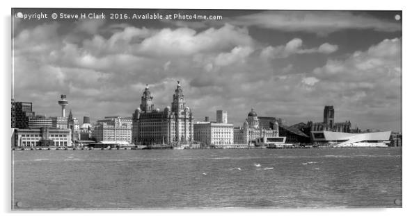 Liverpool's Iconic Waterfront - Monochrome Acrylic by Steve H Clark