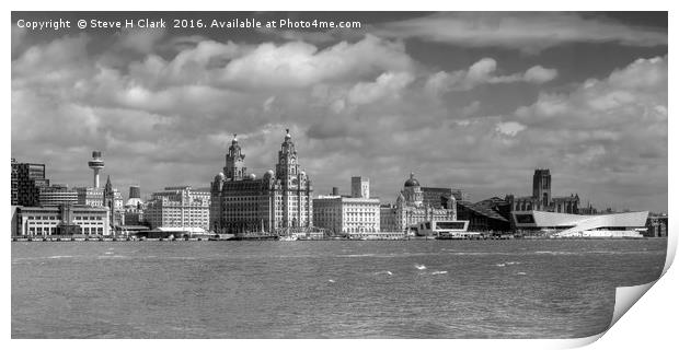 Liverpool's Iconic Waterfront - Monochrome Print by Steve H Clark