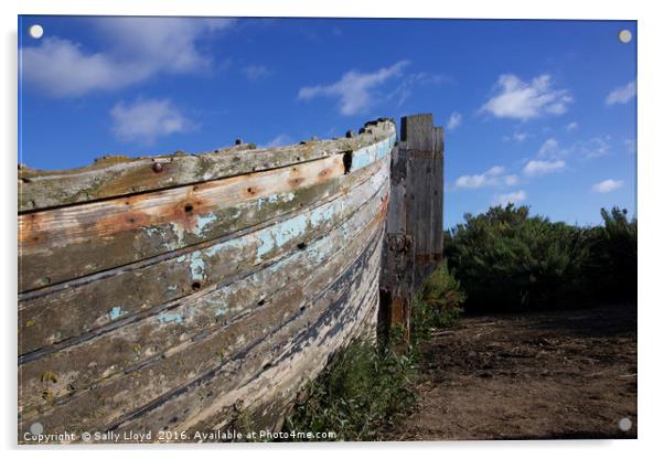 The old boat at Blakeney Acrylic by Sally Lloyd