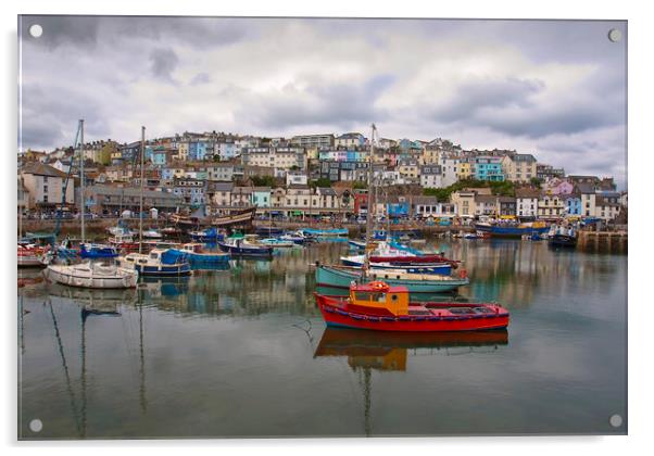 Brixham Harbour Acrylic by Graham Custance